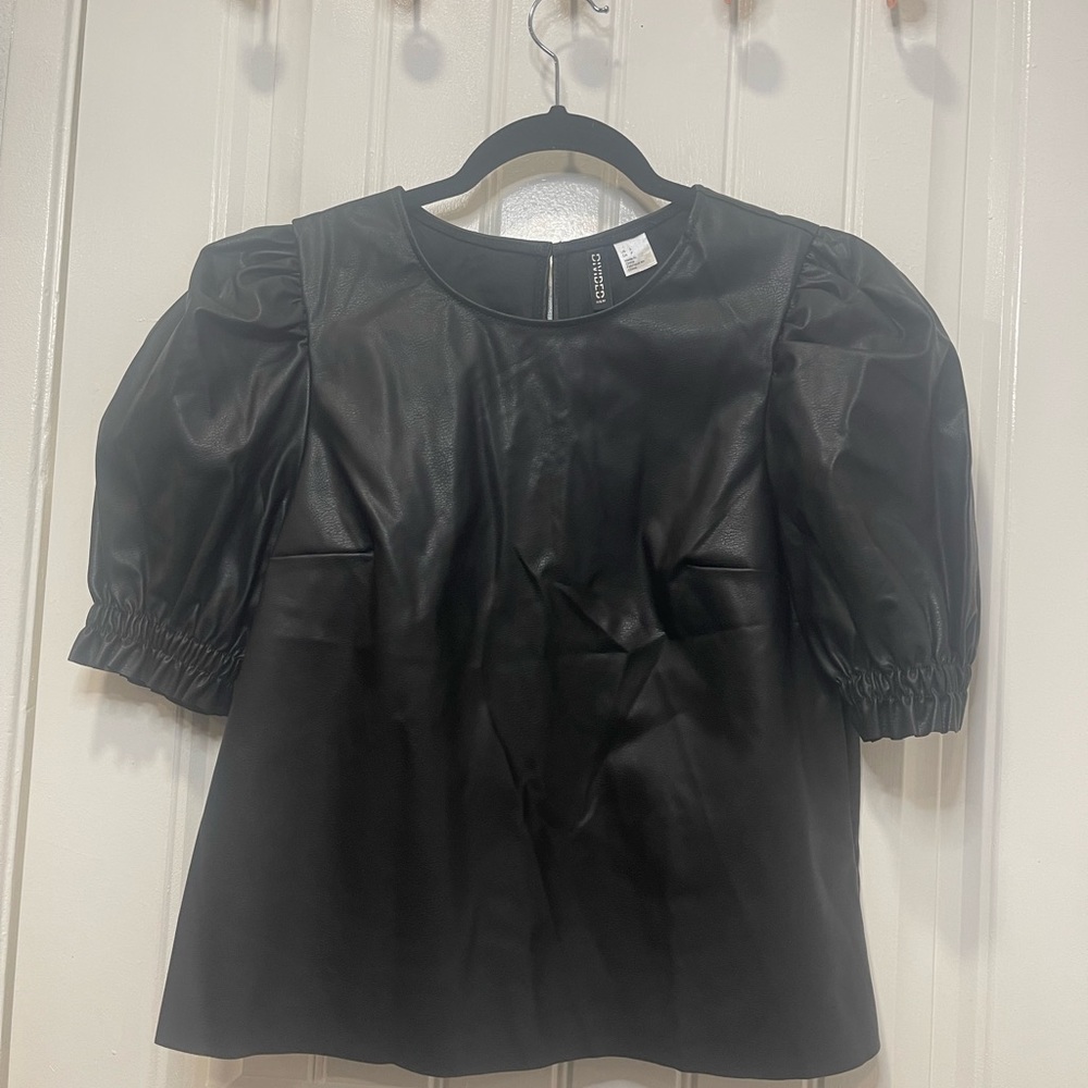 H&M new Faux Leather Blouse
